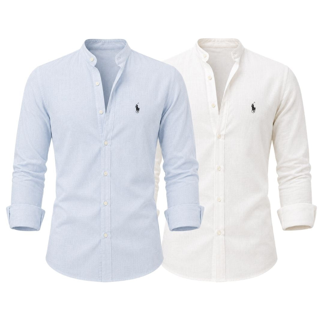 Grandad Collar Linen Shirt — Buy 1 Get 2