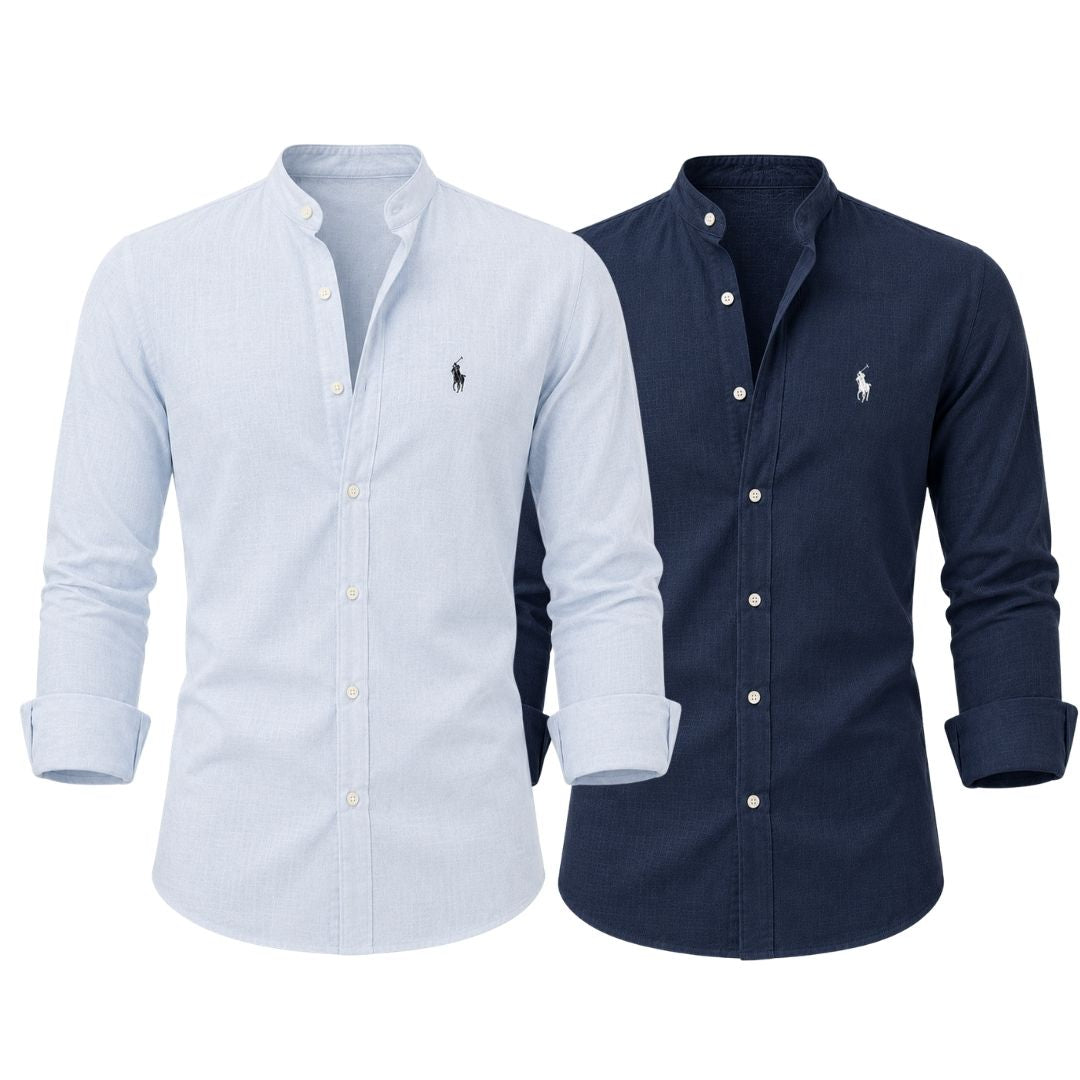 Grandad Collar Linen Shirt — Buy 1 Get 2