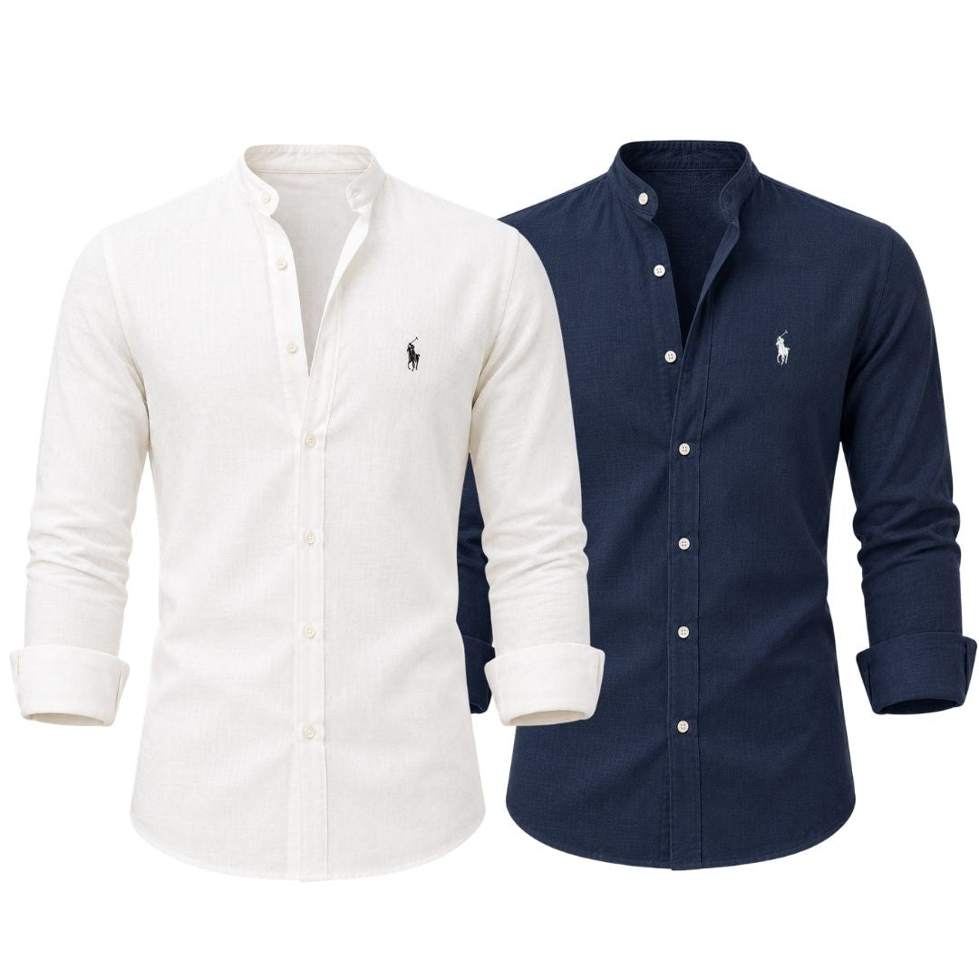 Grandad Collar Linen Shirt — Buy 1 Get 2