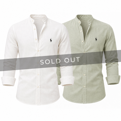 Grandad Collar Linen Shirt — Buy 1 Get 2
