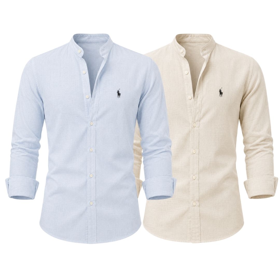 Grandad Collar Linen Shirt — Buy 1 Get 2