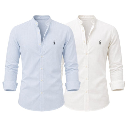 Grandad Collar Linen Shirt — Buy 1 Get 2