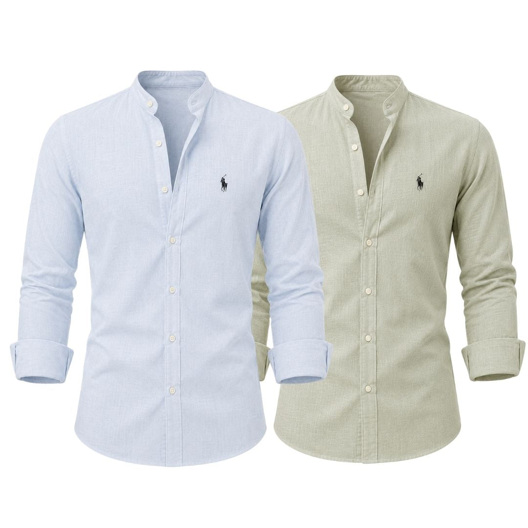 Grandad Collar Linen Shirt — Buy 1 Get 2